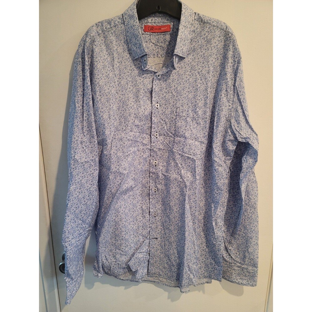 Georg Roth Los Angeles Long Sleeve Button Up Shirt Blue  Mens XXL